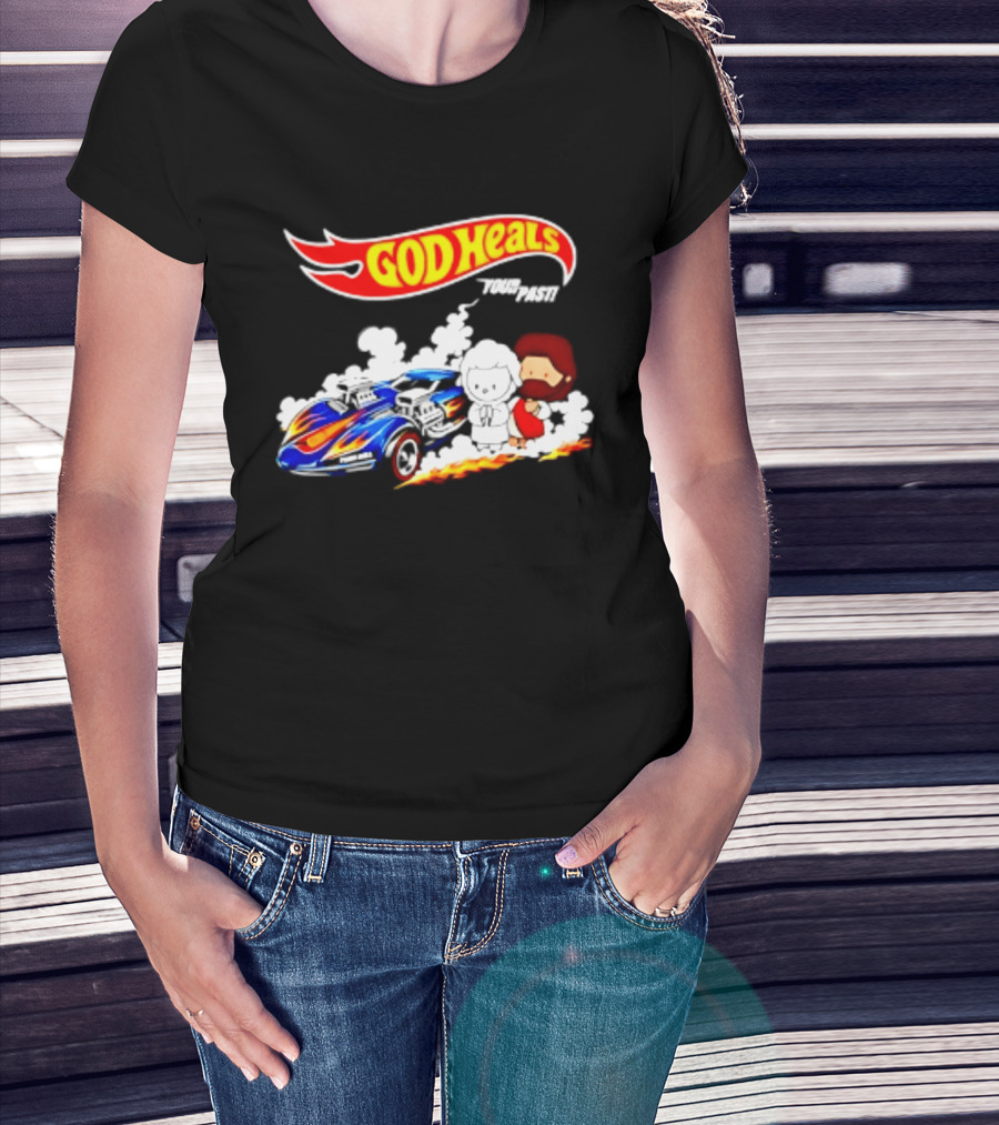 God Heals Hot Wheels Jesus And Lamb Twin Mill T-Shirt