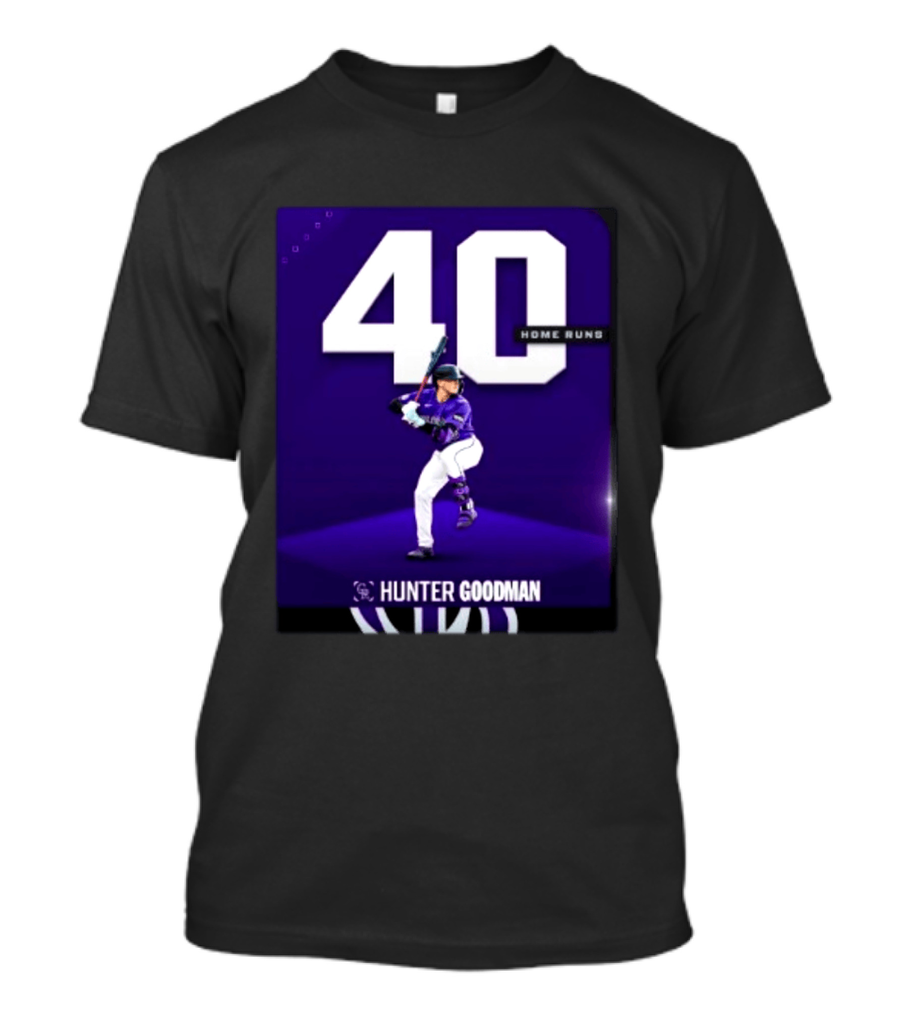 Hunter Goodman 40 Home Runs Colorado Rockies Purple T-Shirt