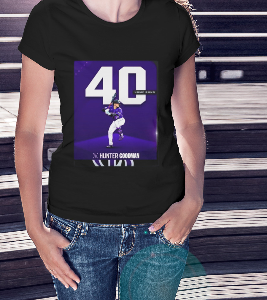 Hunter Goodman 40 Home Runs Colorado Rockies Purple T-Shirt