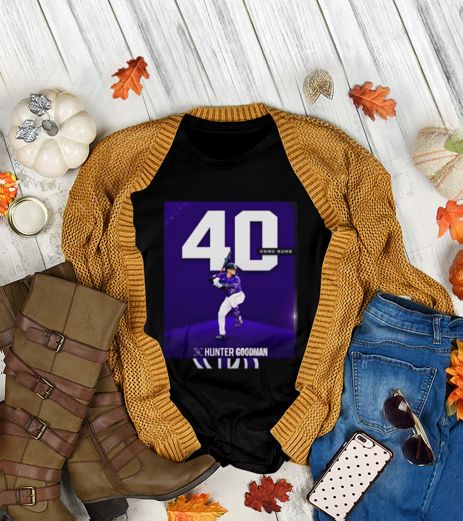 Hunter Goodman 40 Home Runs Colorado Rockies Purple T-Shirt