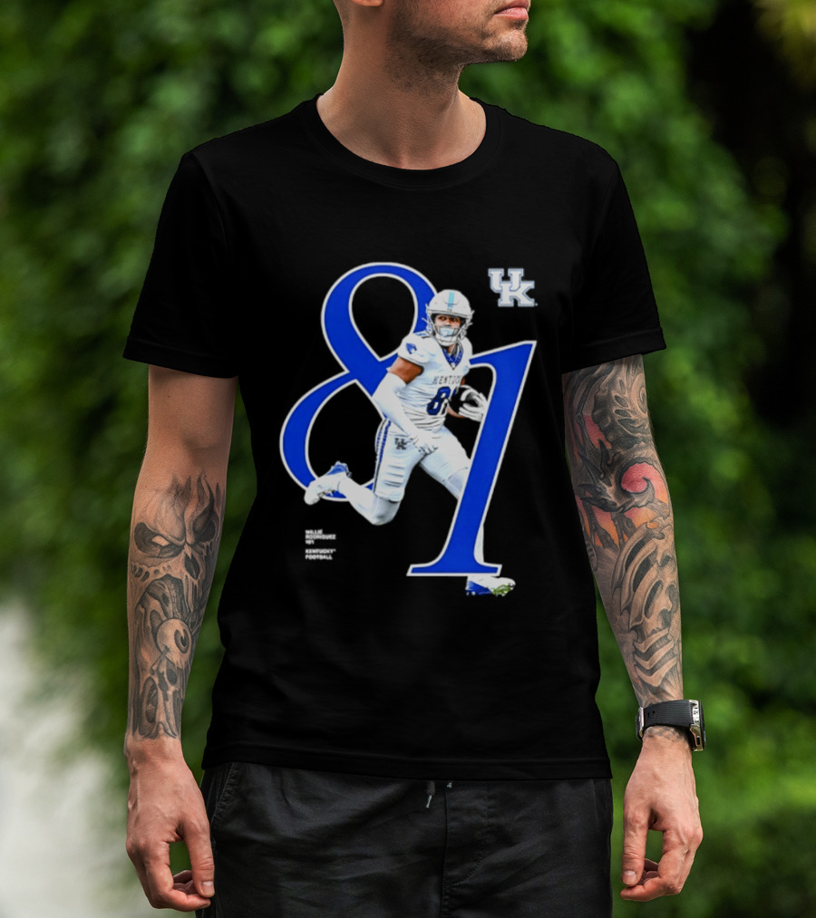 Willie Rodriguez 81 Kentucky Wildcats NCAA Football Player Number T-Shirt