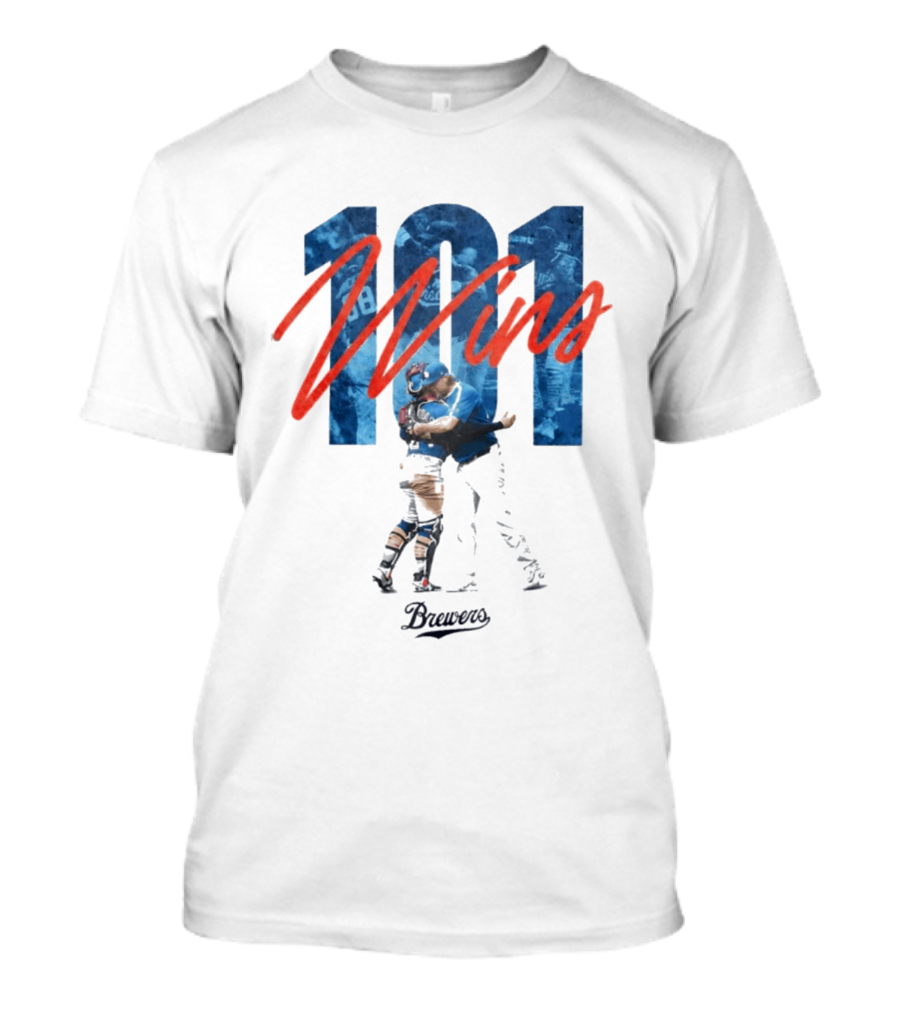 Brewers 101 Wins Robert Gasser William Contreras Celebration T-Shirt