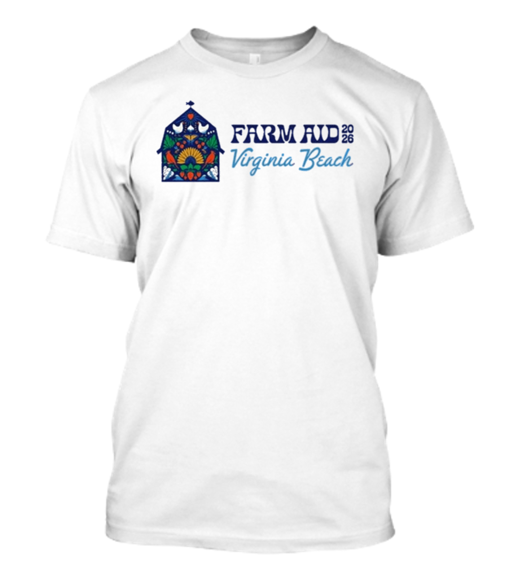 Farm Aid 2026 Virginia Beach Stained Glass Barn Sunflowers Doves T-Shirt
