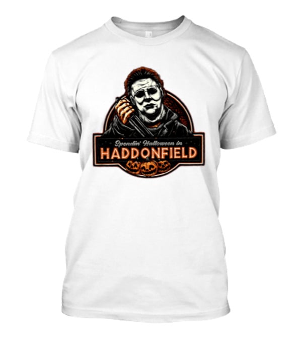Michael Myers Spendin' Halloween In Haddonfield With Pumpkins T-Shirt