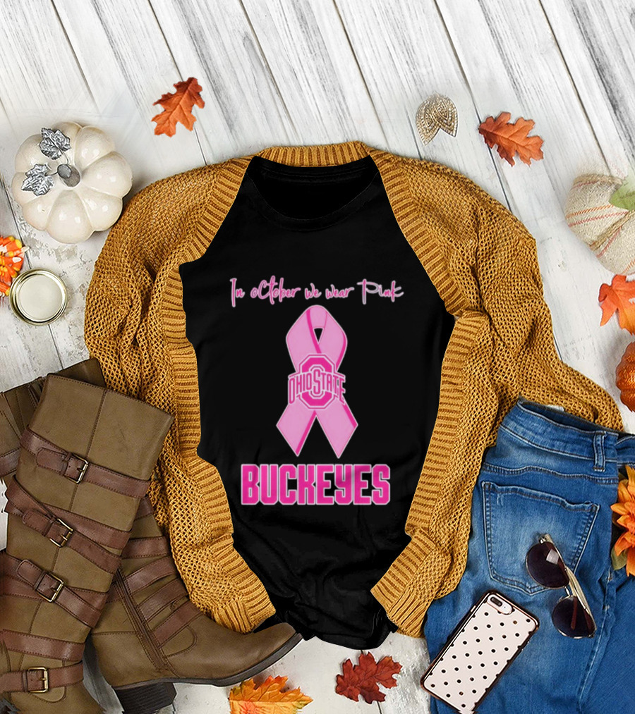 Ohio State Buckeyes In October We Wear Pink Breast Cancer Awareness T-Shirt