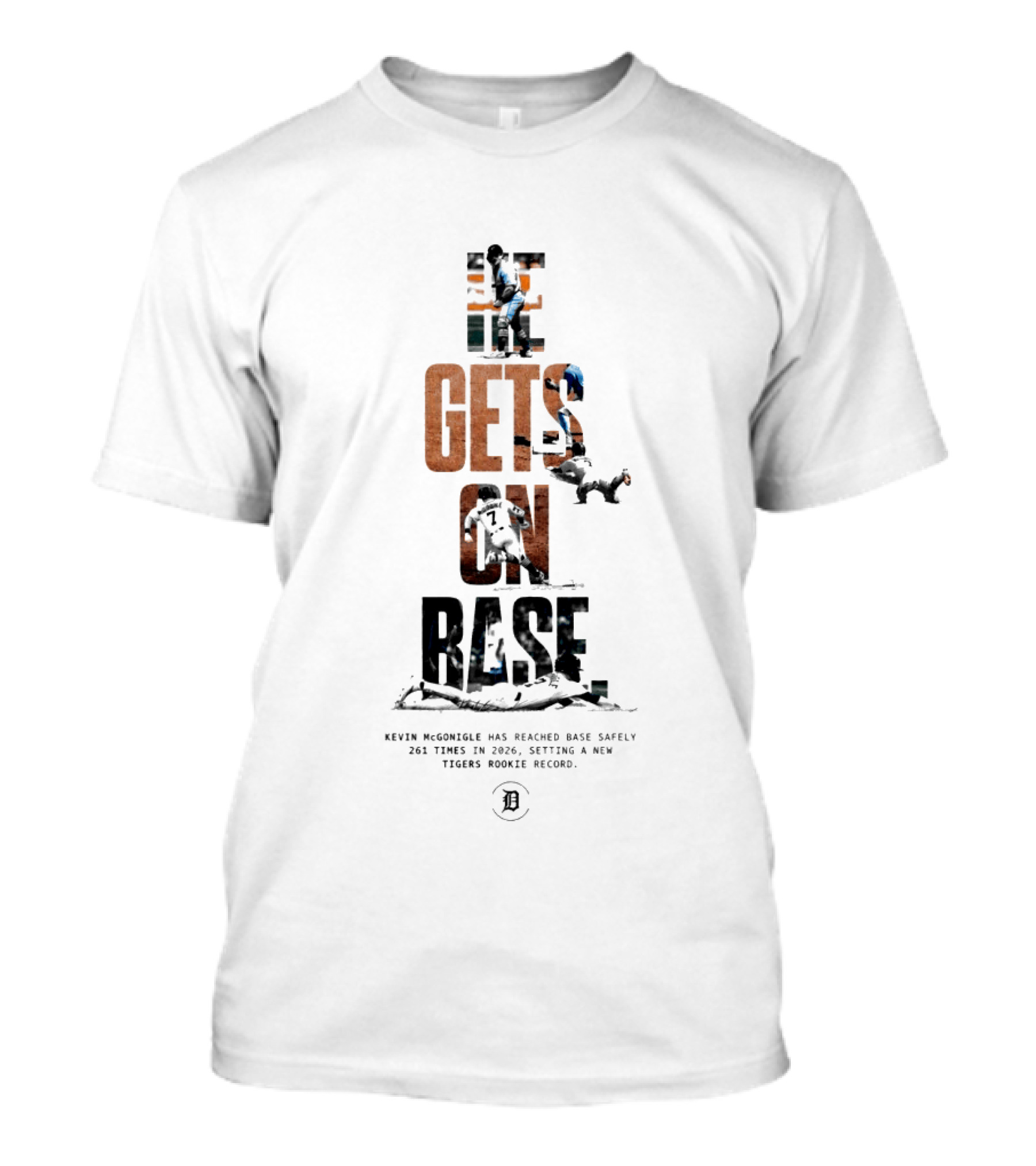 Kevin McGonigle He Gets On Base 261 Times 2026 Tigers Rookie Record T-Shirt