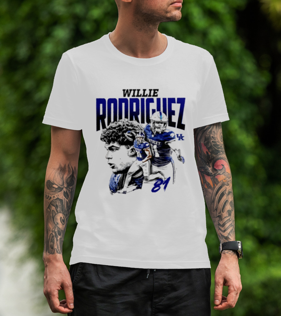 Willie Rodriguez 81 Kentucky Wildcats NCAA Football Player UK T-Shirt