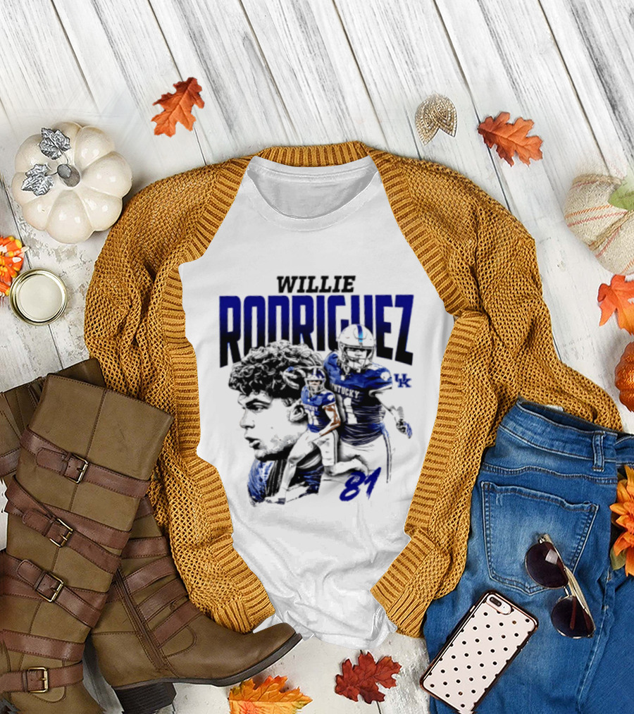 Willie Rodriguez 81 Kentucky Wildcats NCAA Football Player UK T-Shirt
