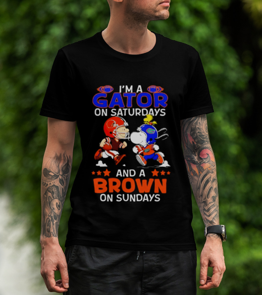 Gator On Saturdays Brown On Sundays Peanuts Football Fan T-Shirt