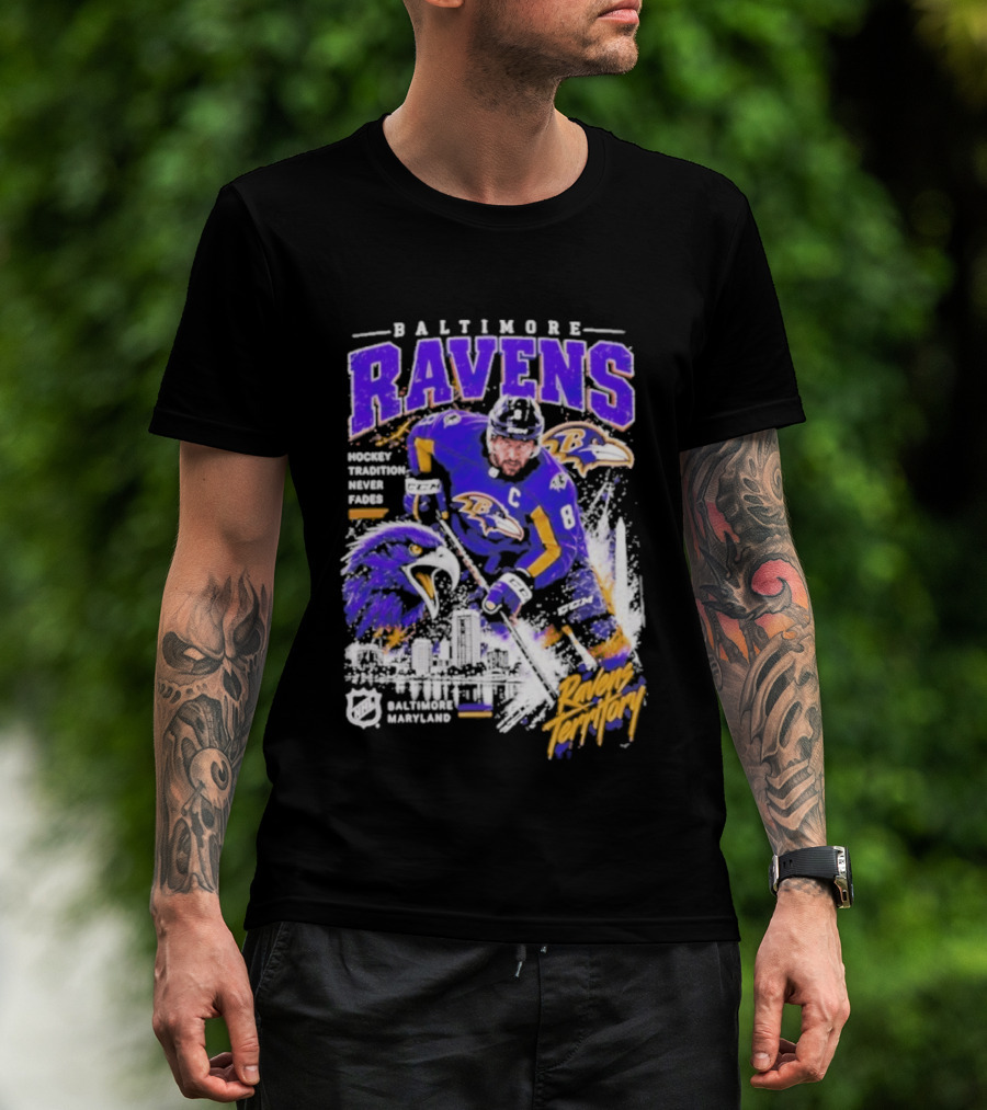 Baltimore Ravens Territory Tradition Never Fades Skyline Maryland Hockey T-Shirt