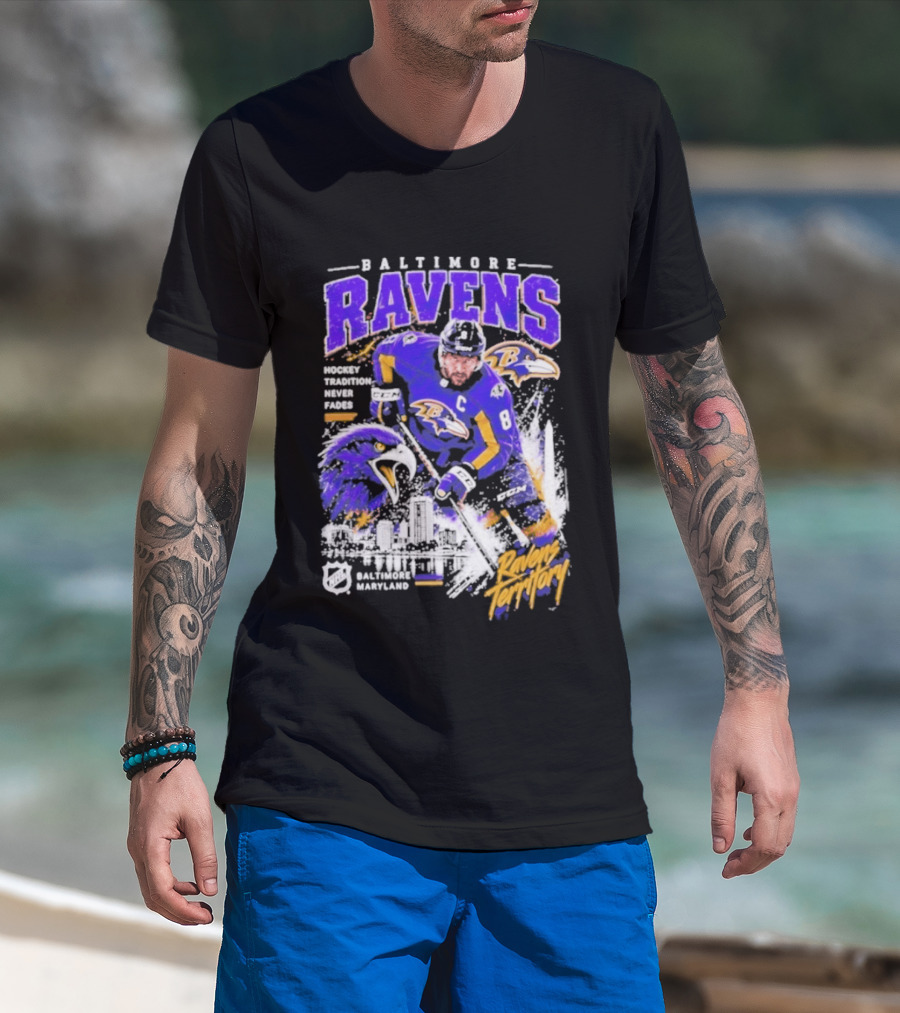 Baltimore Ravens Territory Tradition Never Fades Skyline Maryland Hockey T-Shirt