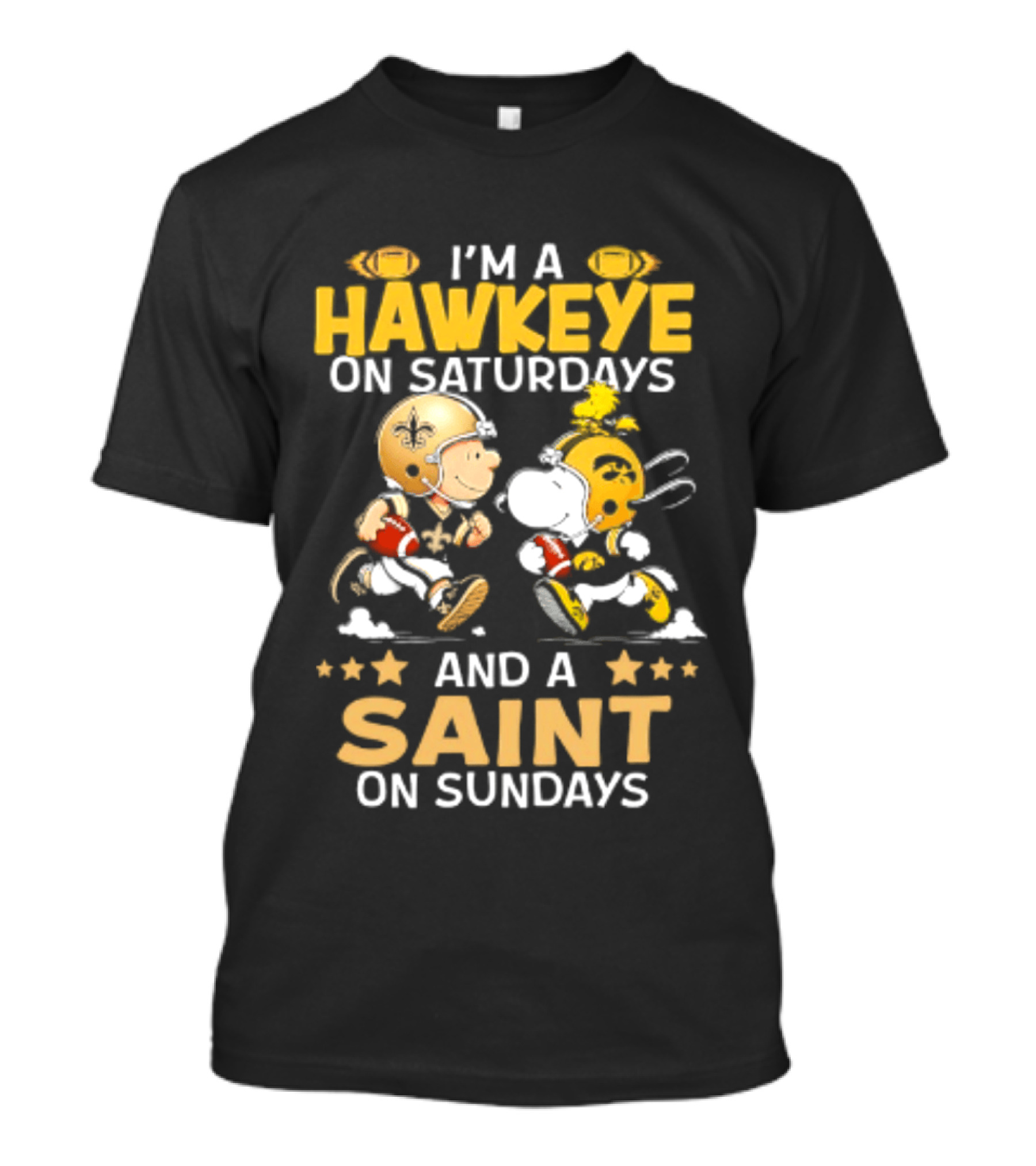 Peanuts I'm A Hawkeye On Saturdays And A Saint On Sundays T-Shirt