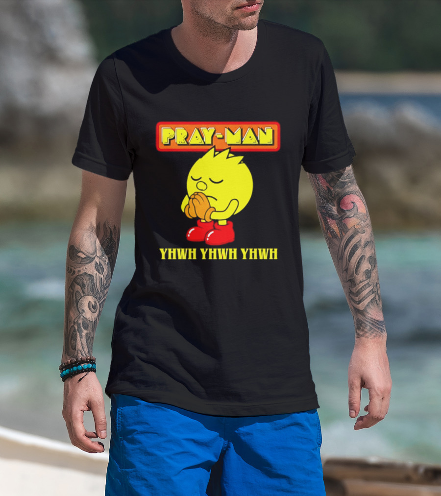 Pray Man YHWH Spiritual Pac Man Symbolism T-Shirt