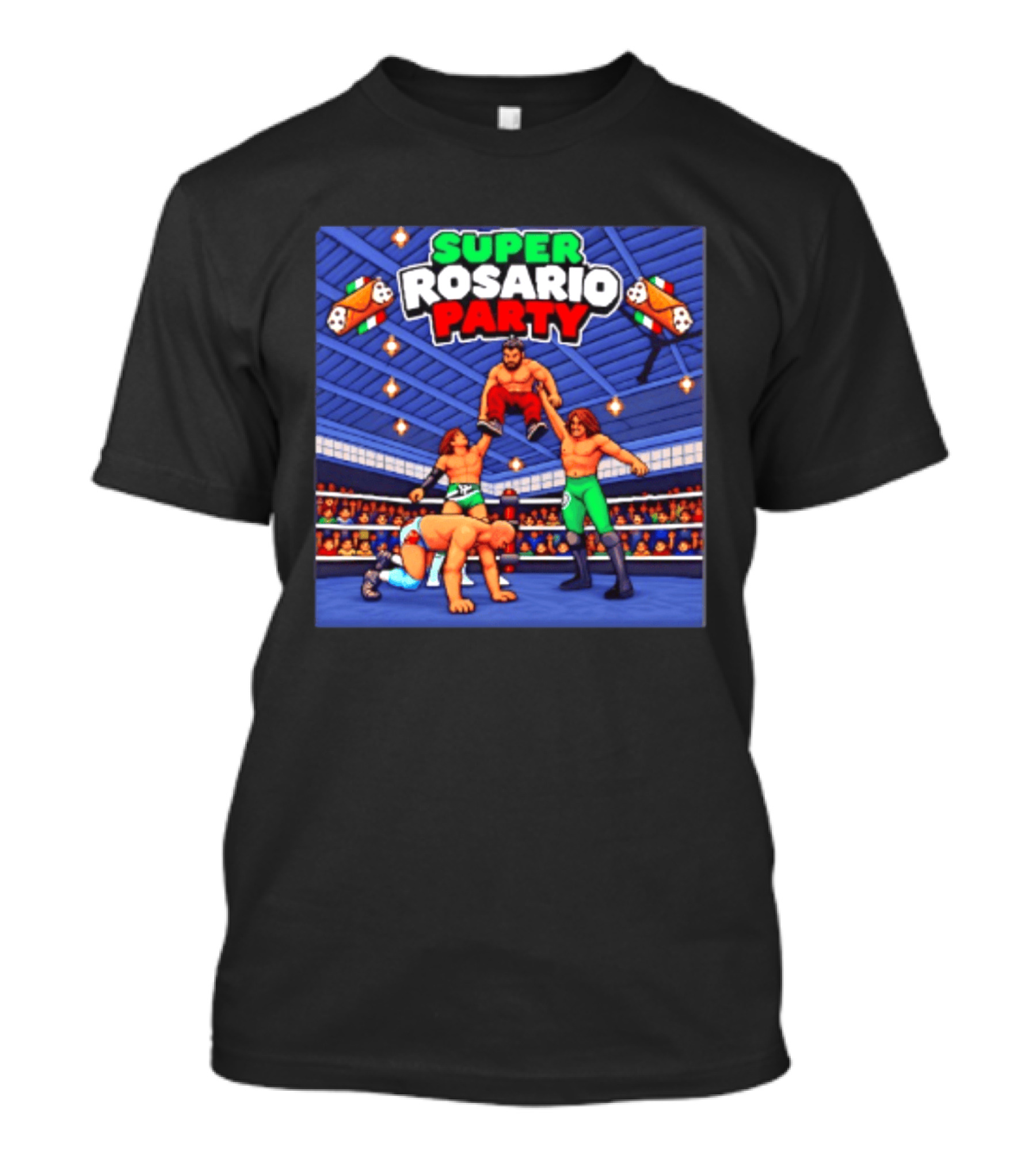 Super Rosario Party Wrestling Arena Pizzeria T-Shirt