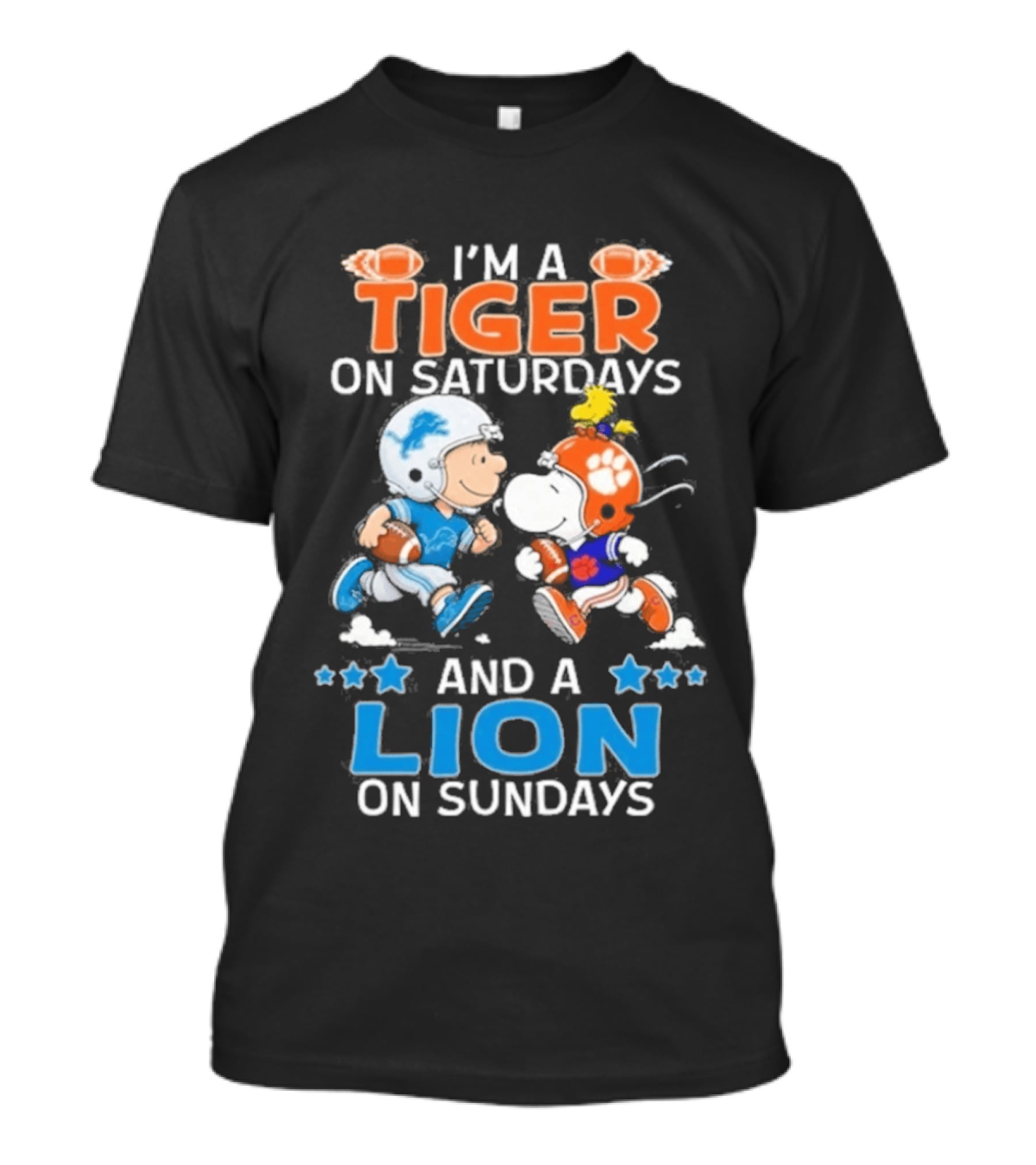I'm A Tiger On Saturdays And A Lion On Sundays Featuring Snoopy And Charlie Brown Football T-Shirt