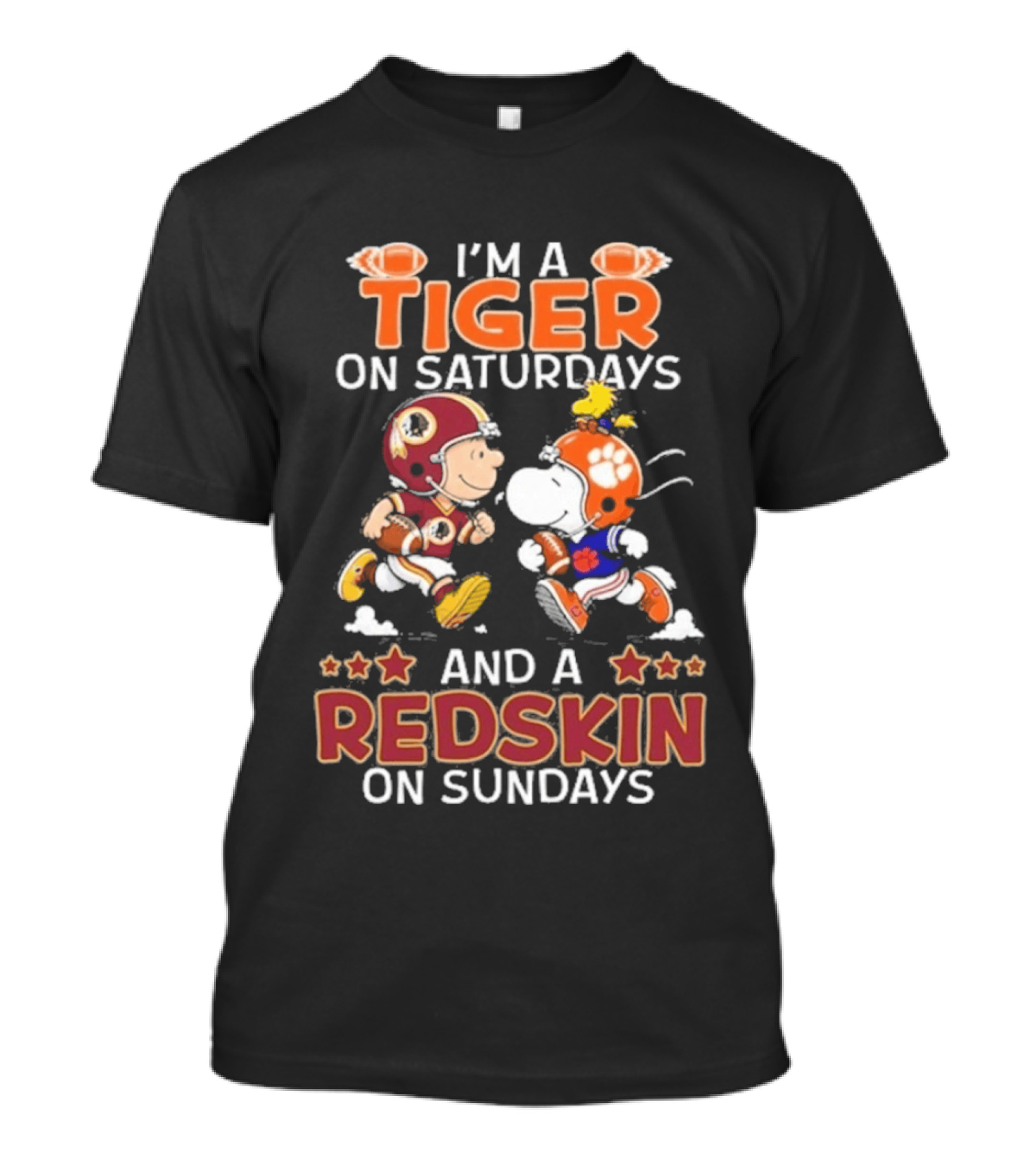 Charlie Brown Snoopy Tiger Saturdays Redskin Sundays Sports T-Shirt