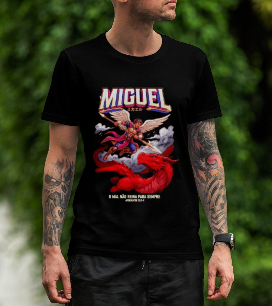 Miguel Angel Vs Dragon Apocalipse 12 7 9 O Mal Nao Reina Para Sempre T-Shirt