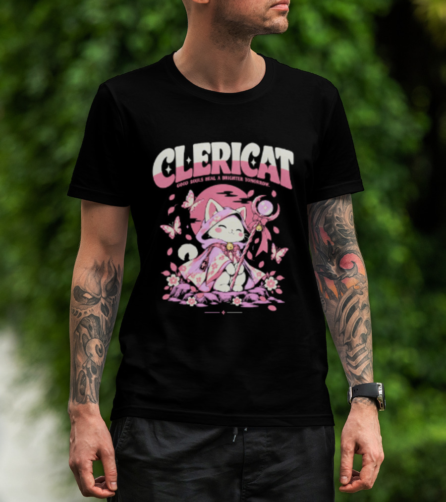 Clericat Good Souls Heal A Brighter Tomorrow Butterfly Blossoms T-Shirt