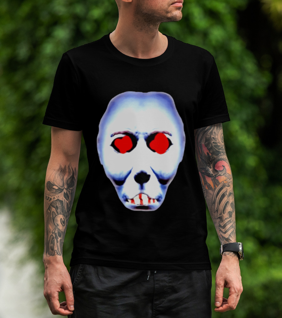 Creepy Alien Face With Red Eyes And Bread Teeth Surrealistic T-Shirt