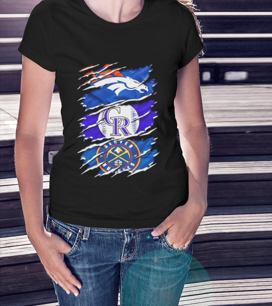 Denver Broncos Colorado Rockies Denver Nuggets Mashup Sports Fan T-Shirt