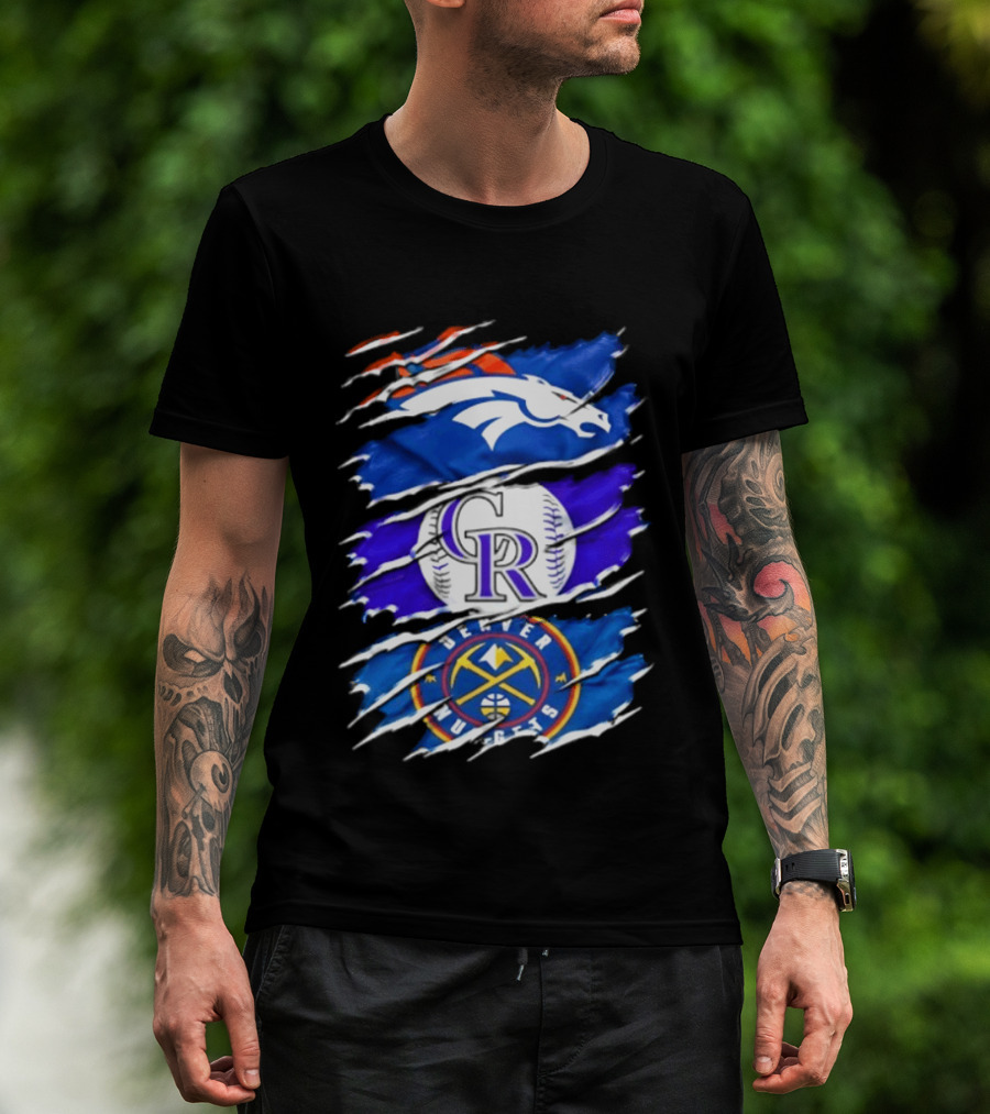 Denver Broncos Colorado Rockies Denver Nuggets Mashup Sports Fan T-Shirt