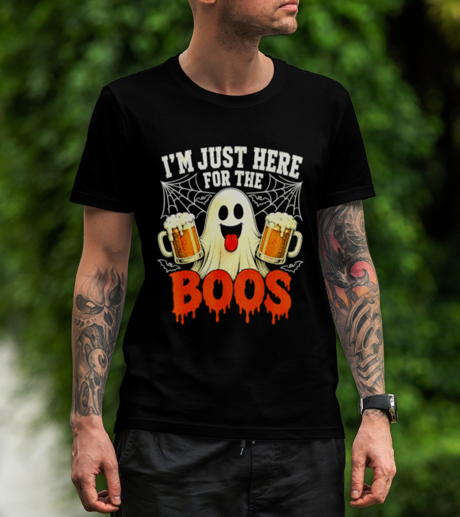 I'm Just Here For The Boos Ghost With Beer S Halloween T-Shirt