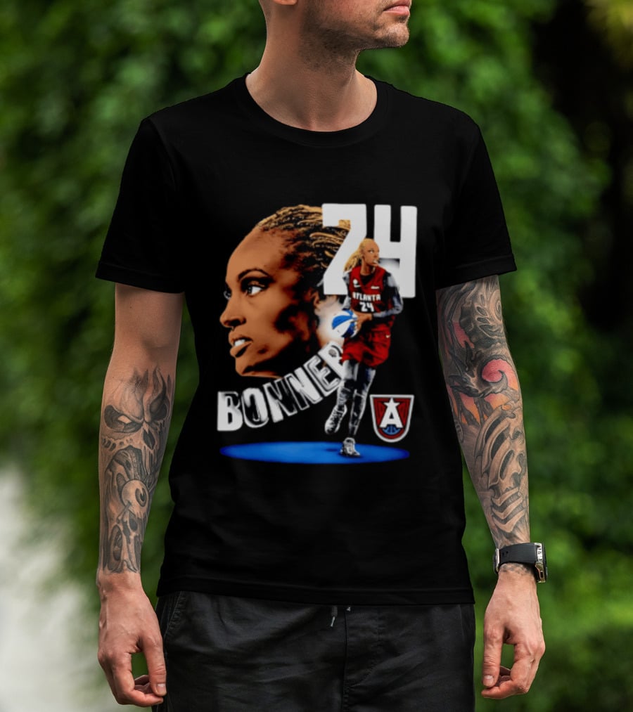 Dewanna Bonner 24 Atlanta Dream WNBA Basketball Player Portrait And Action T-Shirt