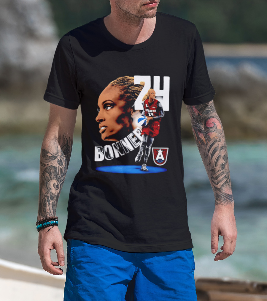 Dewanna Bonner 24 Atlanta Dream WNBA Basketball Player Portrait And Action T-Shirt