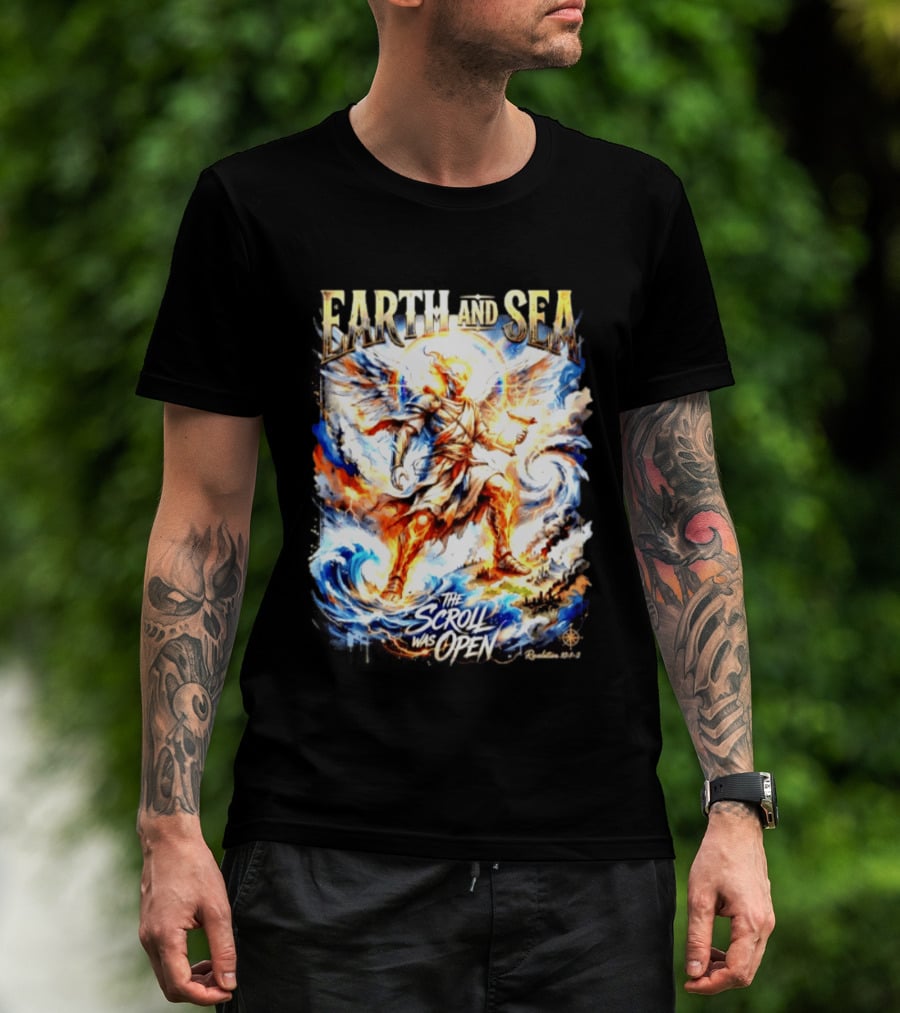 Earth And Sea Angelic Revelation The Scroll Was Open Revelation 10 1 2 T-Shirt