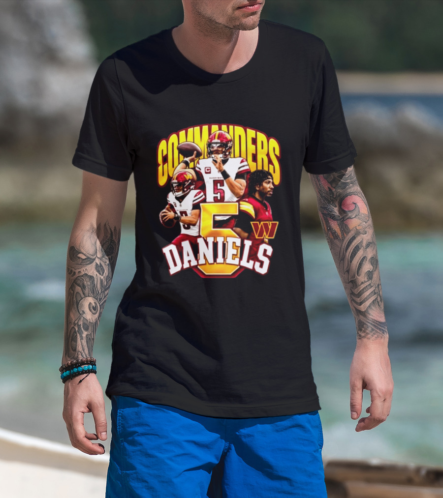 Commander Football Number 5 Jayden Daniels W T-Shirt