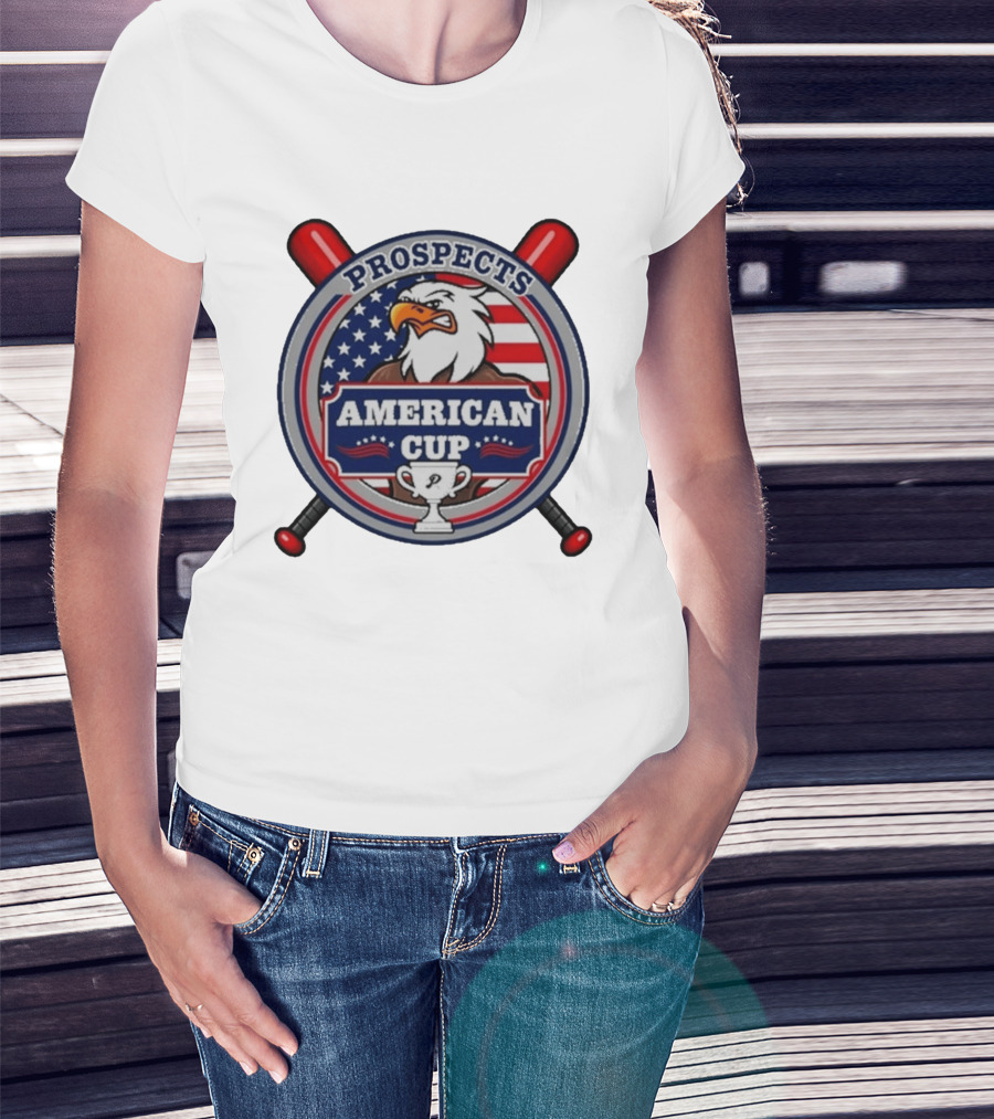 Prospects American Cup Eagle Emblem With USA Flag And Trophy T-Shirt