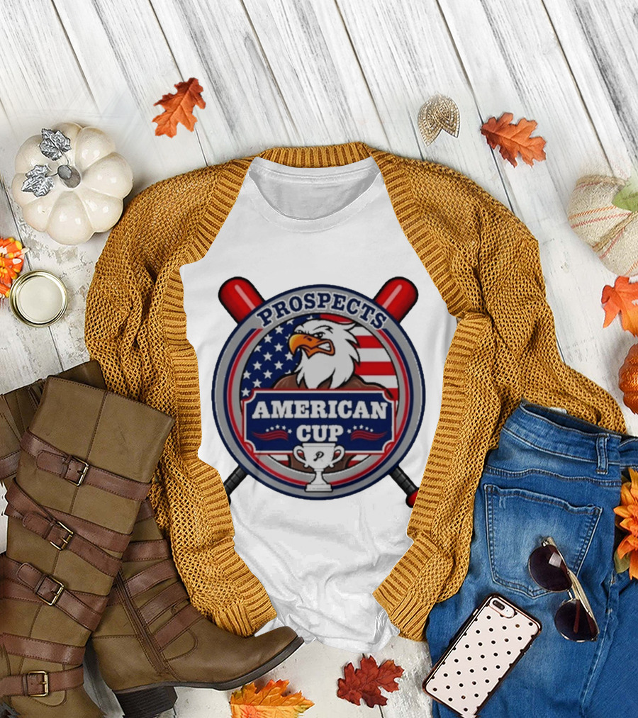 Prospects American Cup Eagle Emblem With USA Flag And Trophy T-Shirt