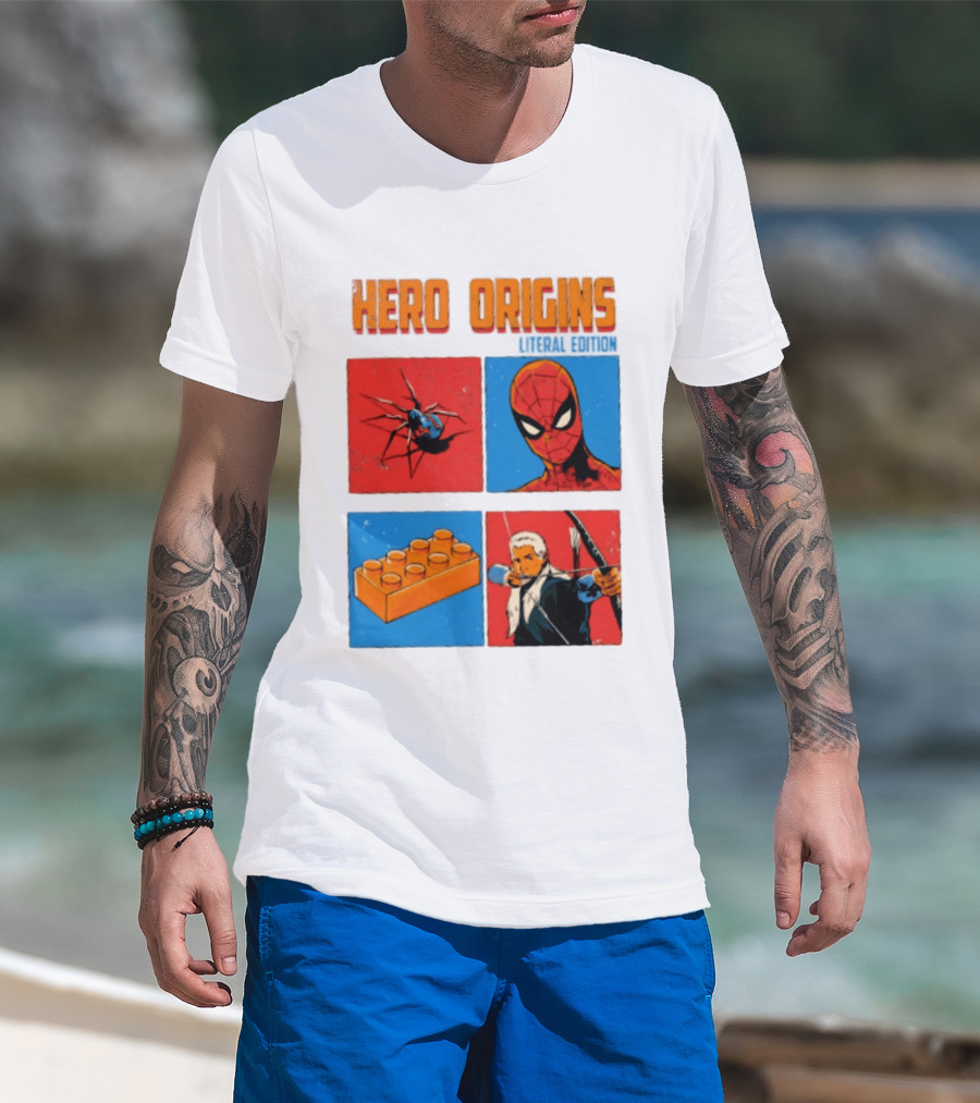 Hero Origins Spider Man Literal Edition Block Archer Spider T-Shirt