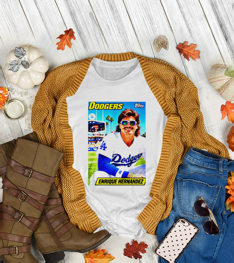Dodgers Enrique Hernandez Topps Trading Card T-Shirt
