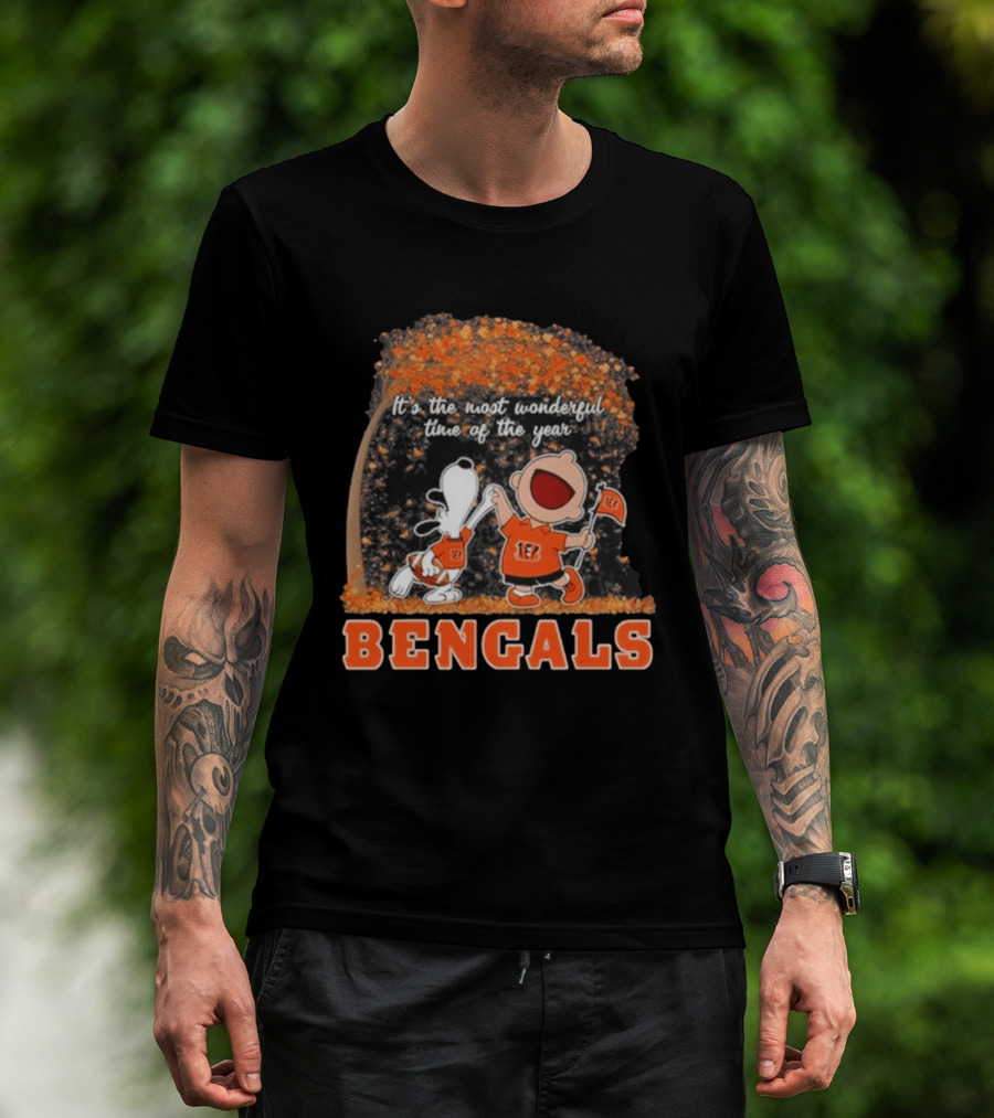 Cincinnati Bengals Snoopy Charlie Brown 2026 Most Wonderful Time T-Shirt
