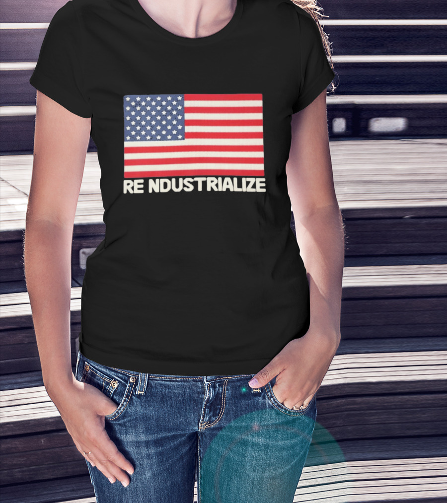 Reindustrialize United States Flag Stars And Stripes T-Shirt
