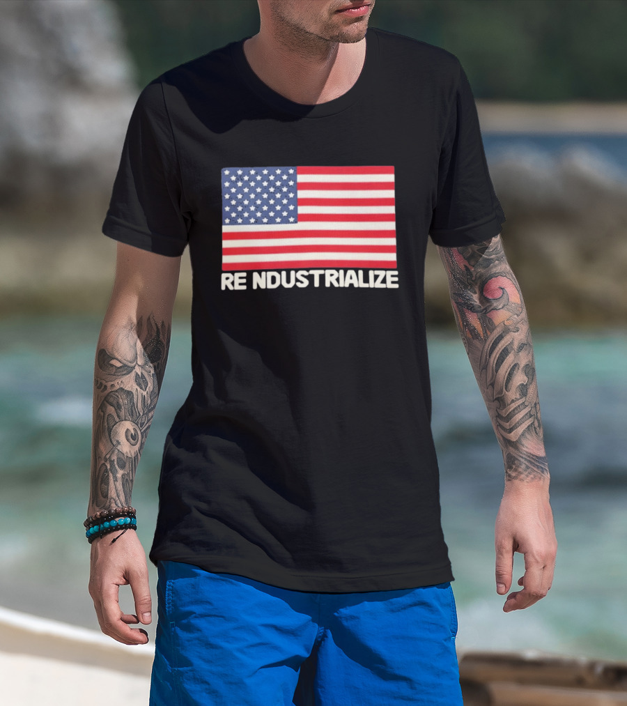 Reindustrialize United States Flag Stars And Stripes T-Shirt