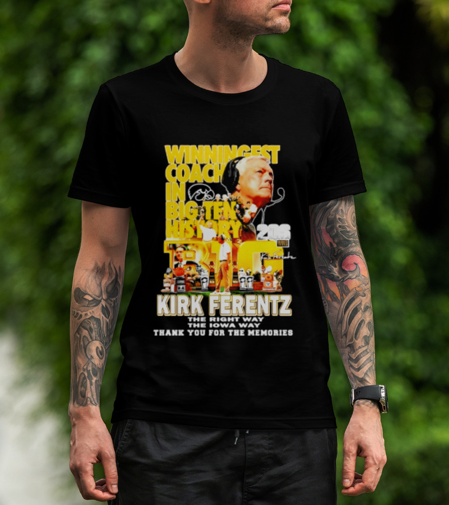 Kirk Ferentz Winningest Coach Big Ten History Iowa Hawkeyes Memories T-Shirt
