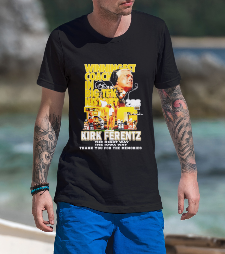 Kirk Ferentz Winningest Coach Big Ten History Iowa Hawkeyes Memories T-Shirt