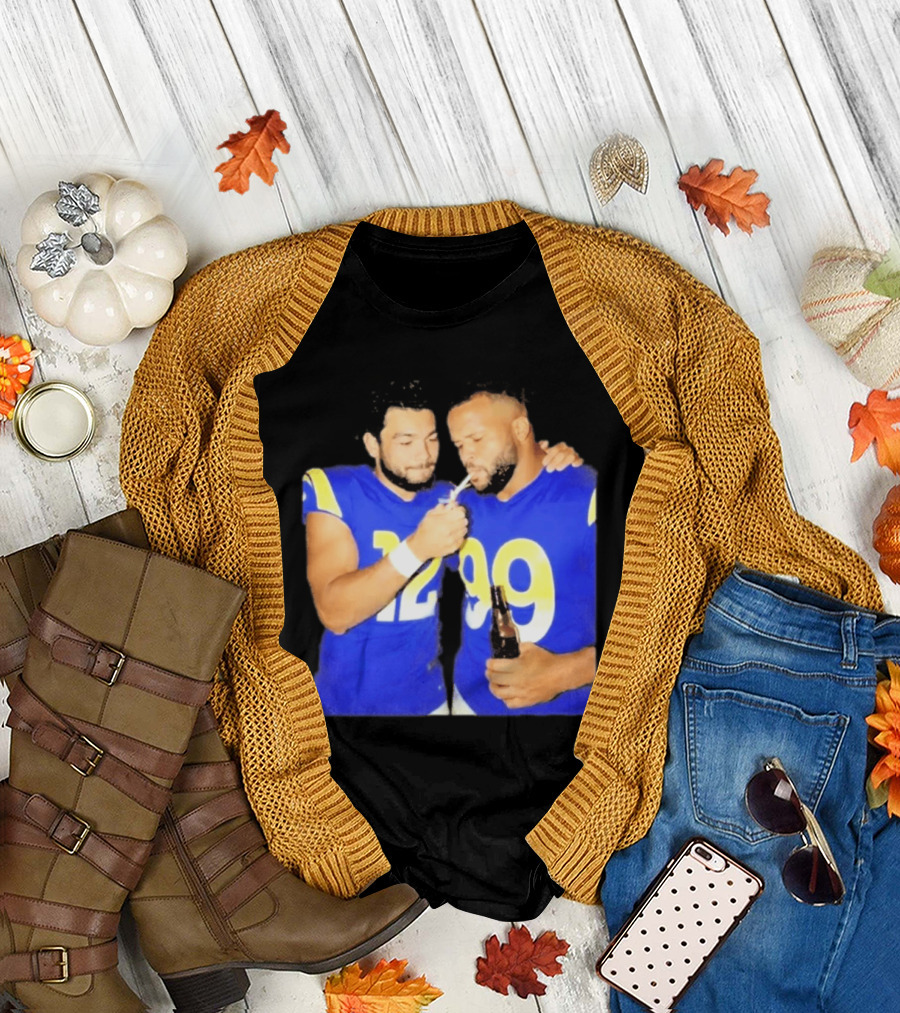 Los Angeles Rams Puka Nacua Aaron Donald Smoking Drinking NFL Football Team Players T-Shirt