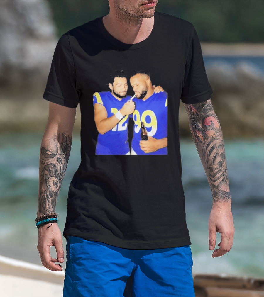 Los Angeles Rams Puka Nacua Aaron Donald Smoking Drinking NFL Football Team Players T-Shirt