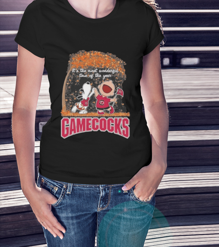 South Carolina Gamecocks Snoopy Charlie Brown 2026 It's The Most Wonderful Time Of The Year T-Shirt