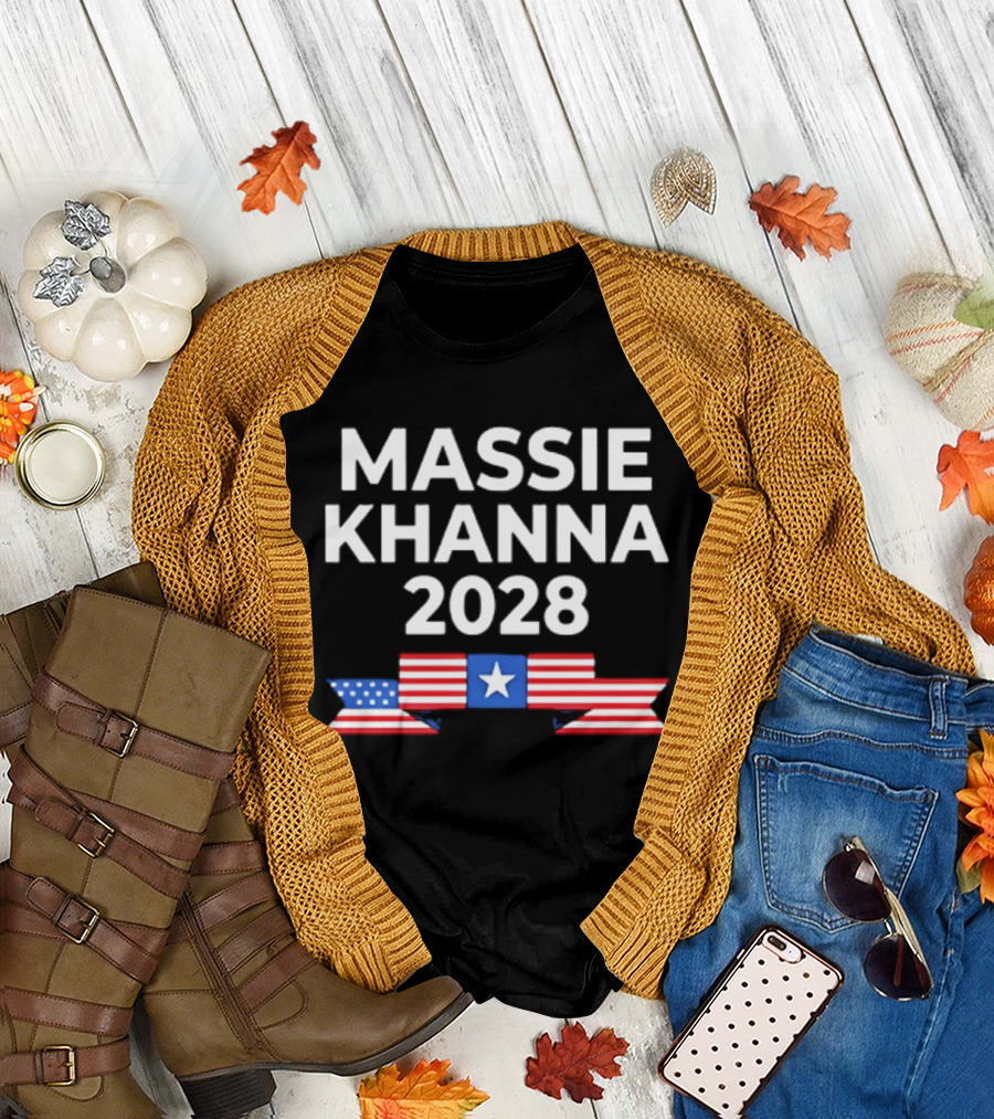 Massie Khanna 2028 American Flag Election Campaign T-Shirt