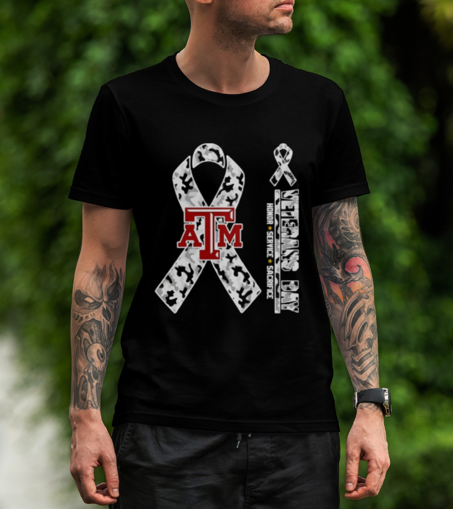 Texas A&M University Veterans Day Camouflage Ribbon Honor Service Sacrifice T-Shirt