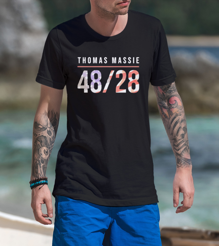 Thomas Massie 48 28 American Flag T-Shirt