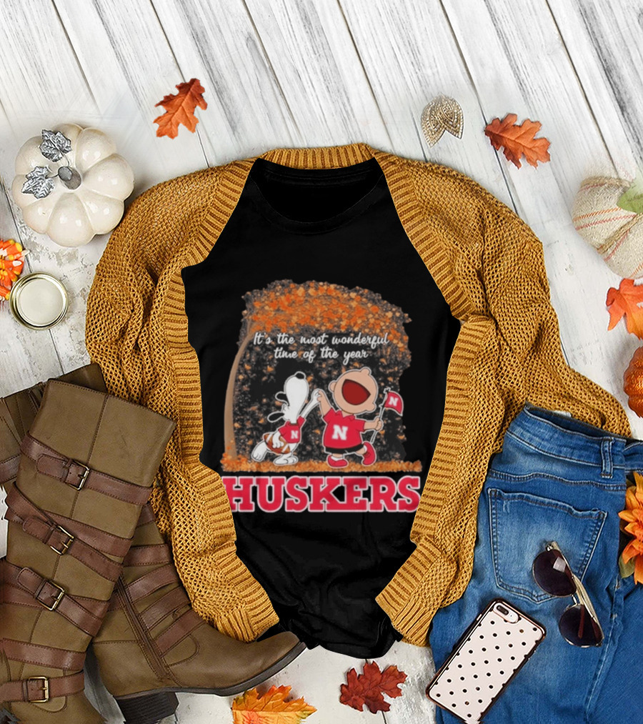 Huskers Snoopy Charlie Brown It's The Most Wonderful Time Of The Year T-Shirt