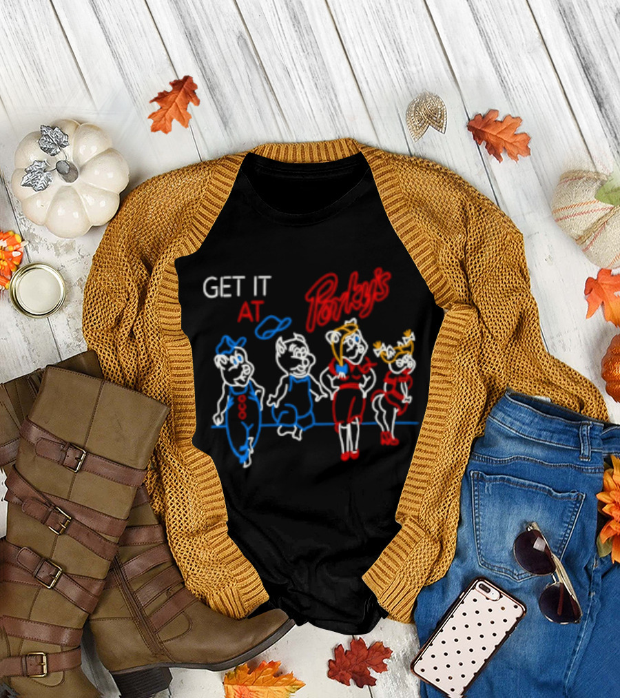 GET IT AT PORKY'S 80s MOVIE NEON SIGN CHARACTERS T-Shirt
