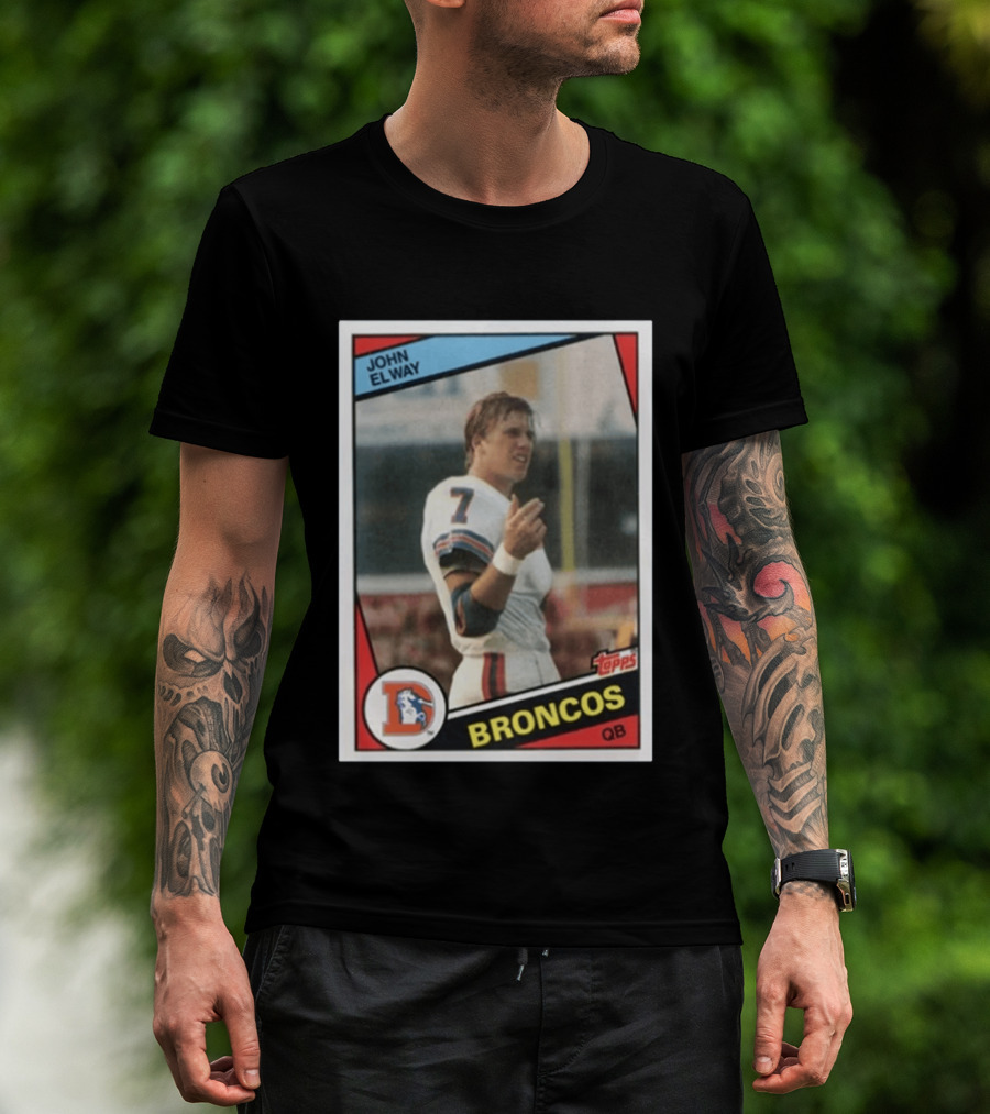 Brandon Perna John Elway Broncos Topps Card NFL QB T-Shirt
