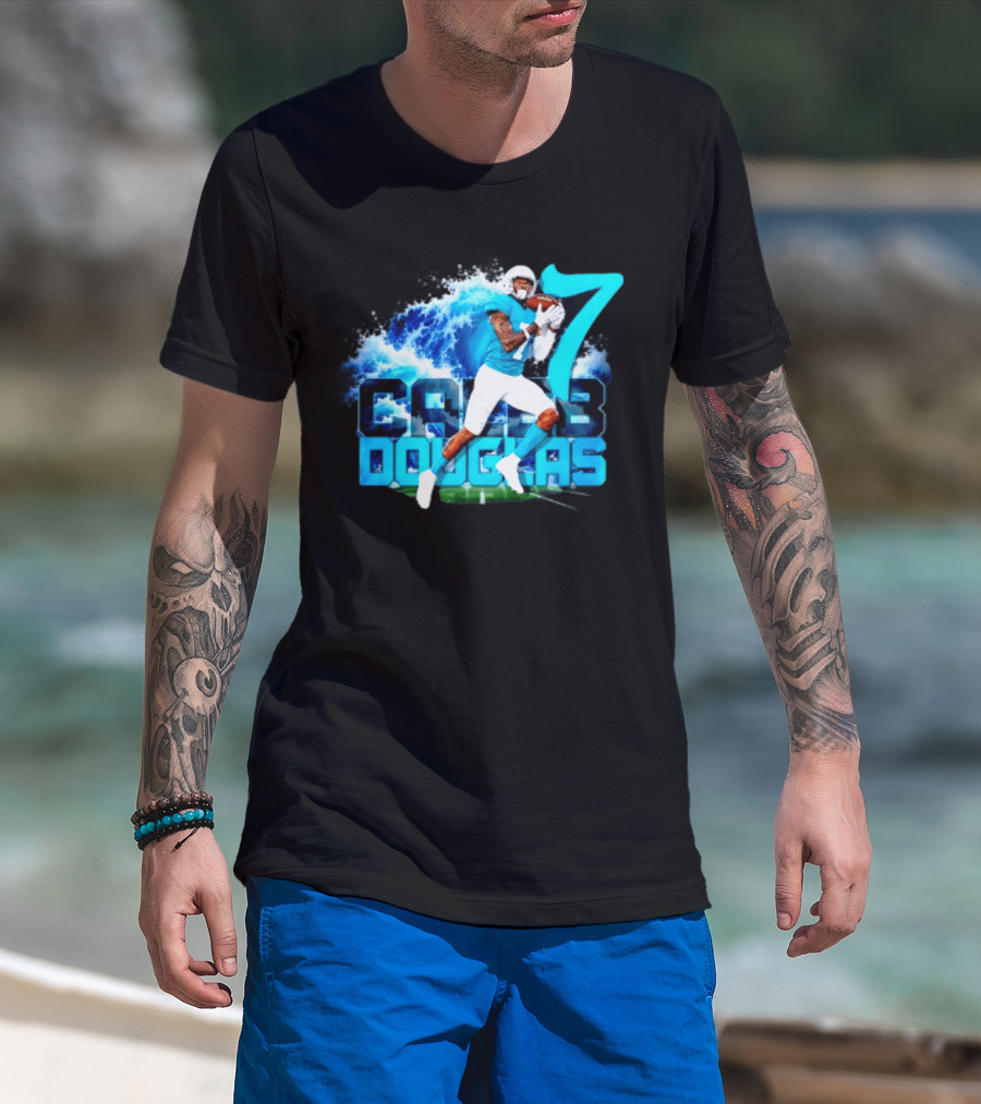 Caleb Douglas Miami Dolphins Tidal Wave Football Player Number 7 T-Shirt