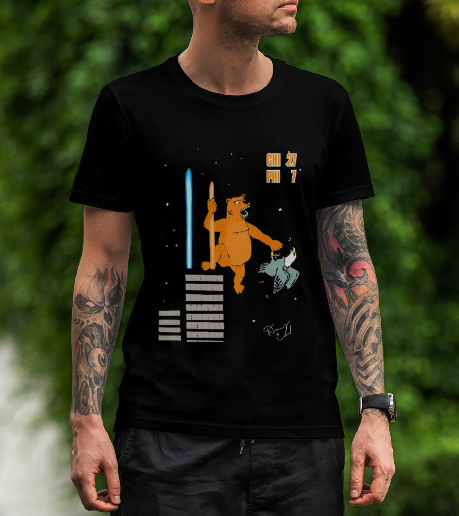 CHI 27 PHI 7 Cartoon Bears Vs Eagles Star Wars T-Shirt